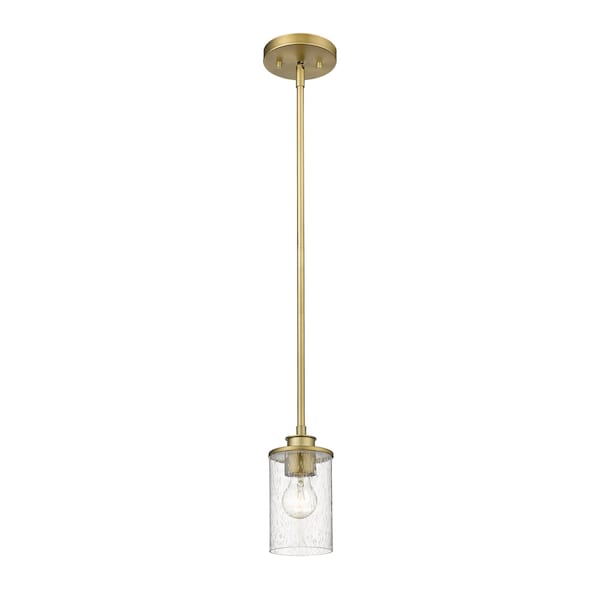 Z-Lite Beckett 1 Light Mini Pendant, Olde Brass And Clear Seedy 492MP-OBR - main